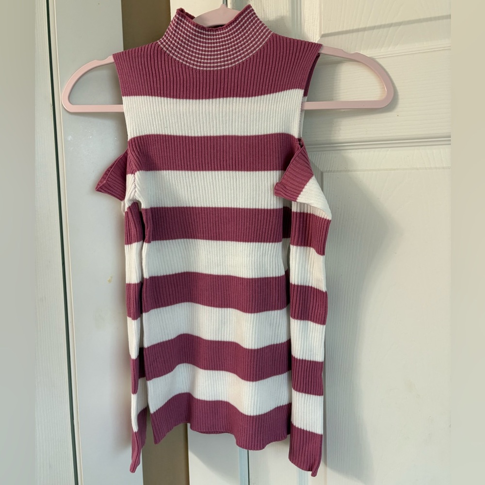 Girls Dark Mauve and White Sweater